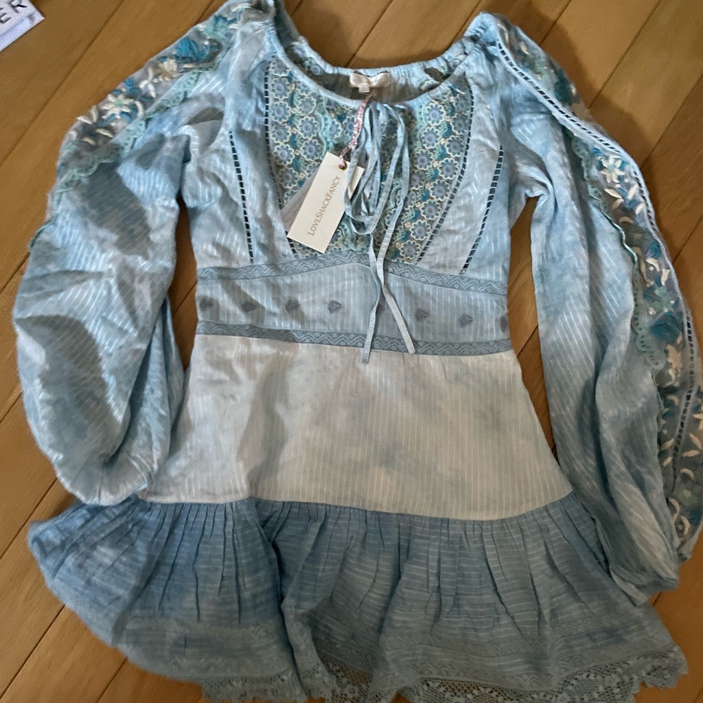 Loveshackfancy Chelie Dress In Seafoam Pearl